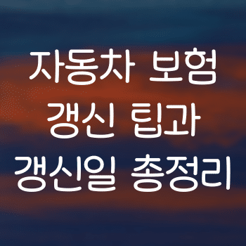 자동차 보험 갱신에 관한 팁과 갱신일 총정리