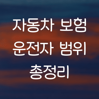 자동차 보험 운전자 범위 총정리