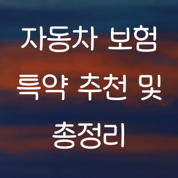 자동차 보험 특약 추천 및 총정리