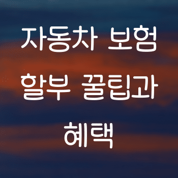 자동차 보험 할부 꿀팁과 혜택