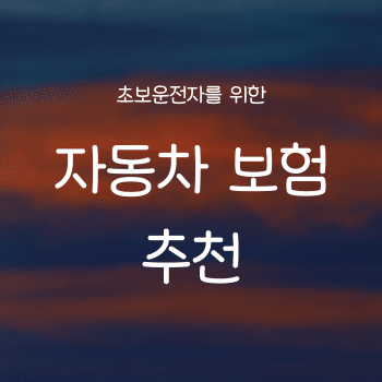 초보운전자를 위한 자동차 보험 추천