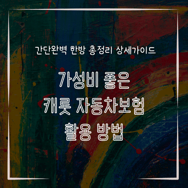 MID0207 가성비 좋은 캐롯 자동차보험 활용 방법