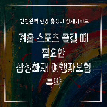 MID0856 겨울 스포츠 즐길 때 필요한 삼성화재 여행자보험 특약
