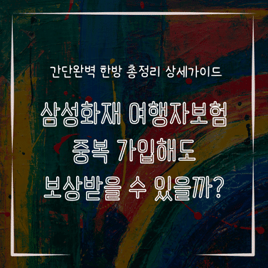 MID0899 삼성화재 여행자보험 중복 가입해도 보상받을 수 있을까
